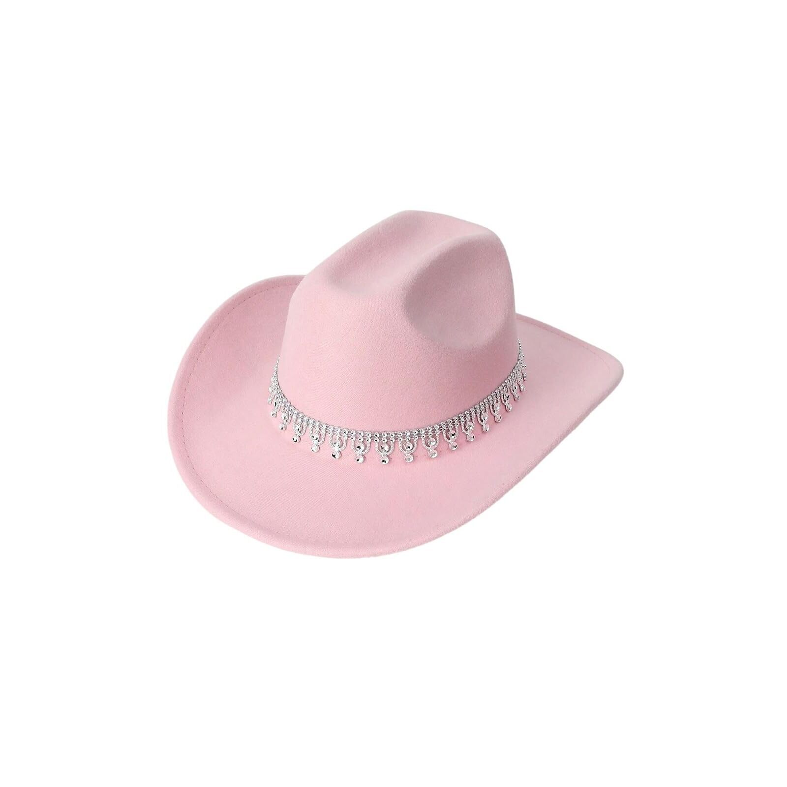 4862 Women's Rhinestone Sequin Fedora Cowboy Hat Boho Western Wide Brim